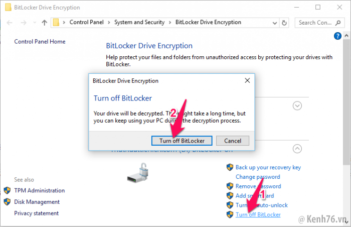 Hướng dẫn cách khóa ổ đĩa không cần phần mềm với Bitlocker