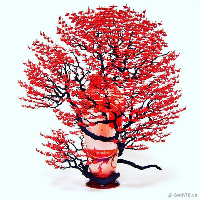
Cây bonsai làm từ 1000 con hạc giấy của nghệ nhân Naoki Onogawa
